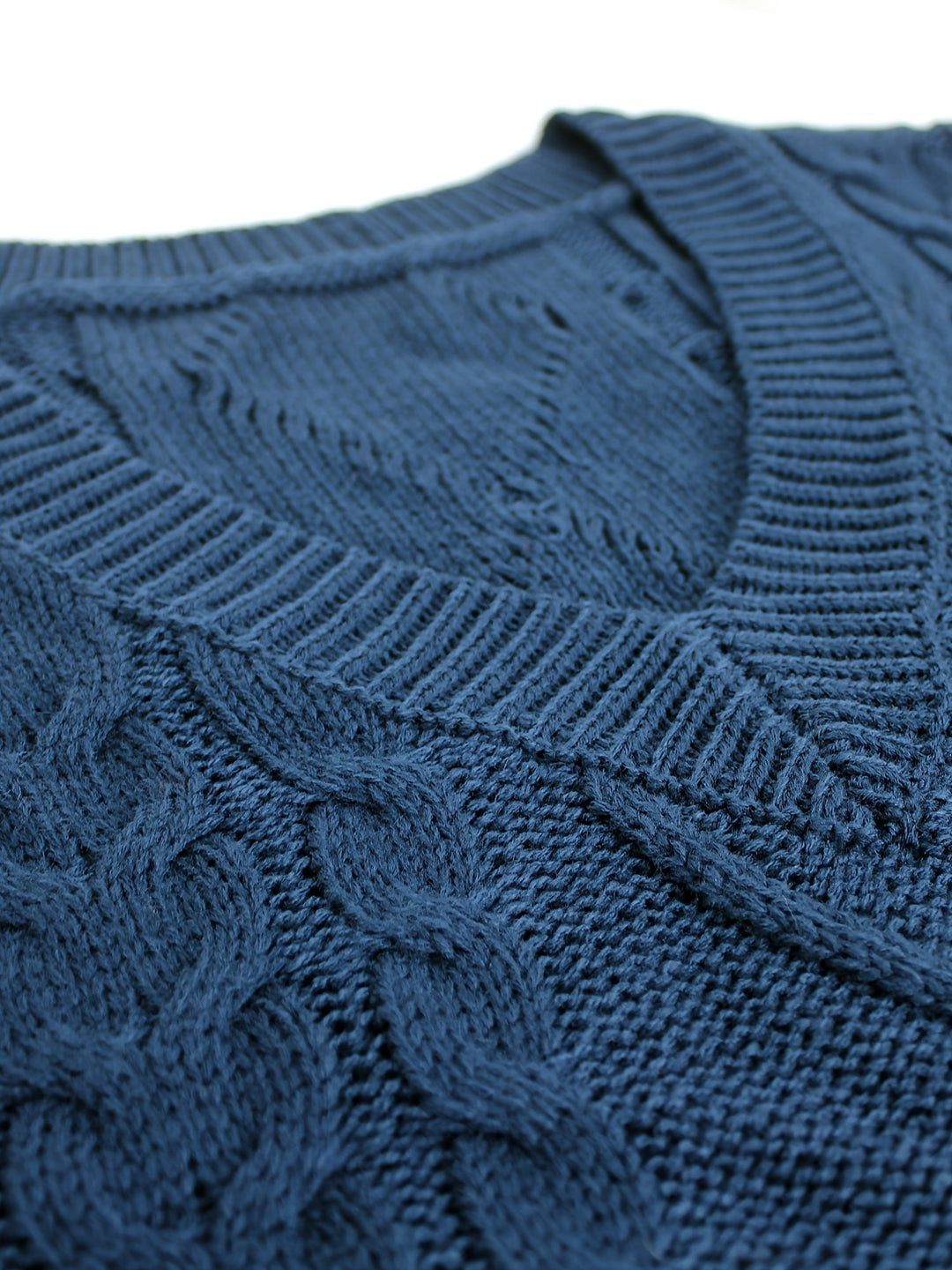 Ladies Cozy Cable-Knit V-Neck Sweater Vest