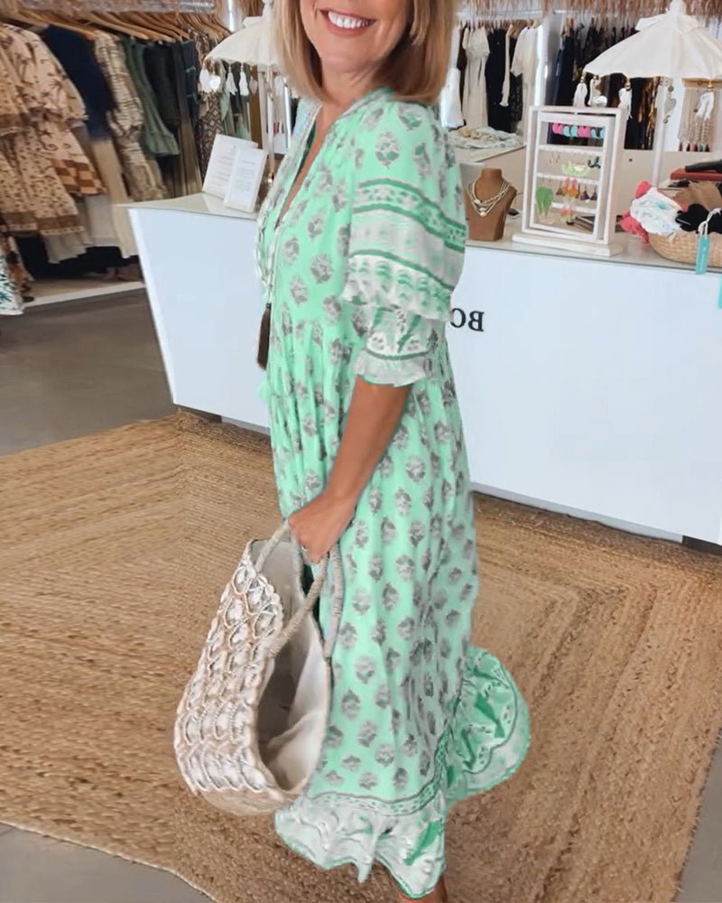 Chic Floral V-Neck Dress for Women