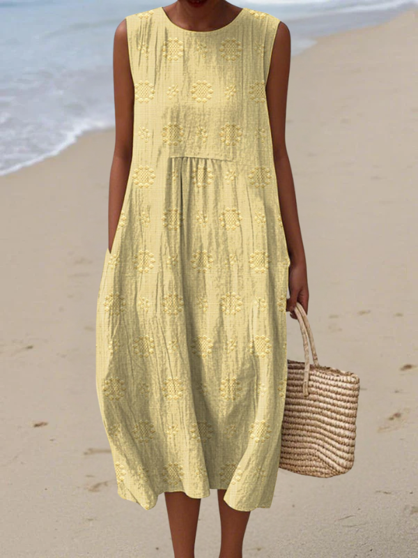 Embroidered Midi Dress for Women, Casual Style