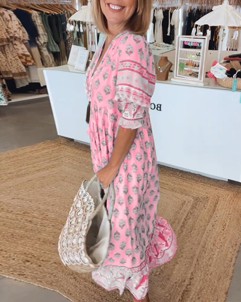 Chic Floral V-Neck Dress for Women