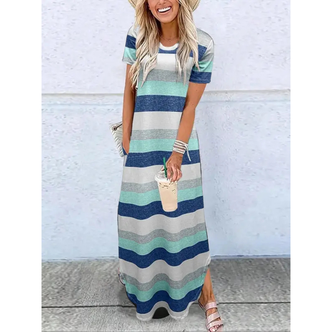 Ladies Casual Summer Round Neck Maxi Dress