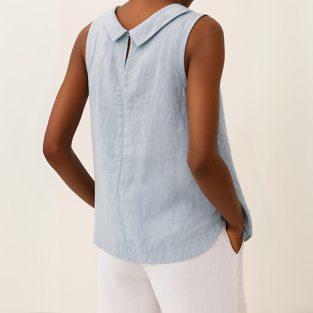 Sleeveless Roll Collar Top for Women, Casual Style