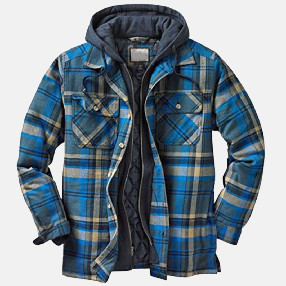 Hooded Plaid Jacket for Men, Rugged Style