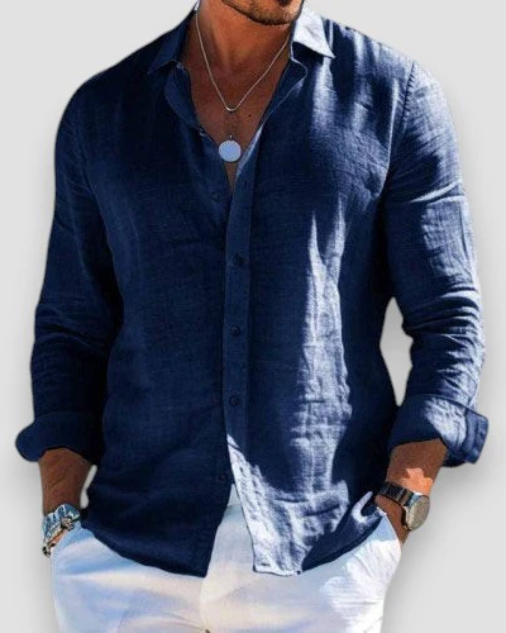 Casual Summer Long Sleeve Shirt for Men, Plus Size