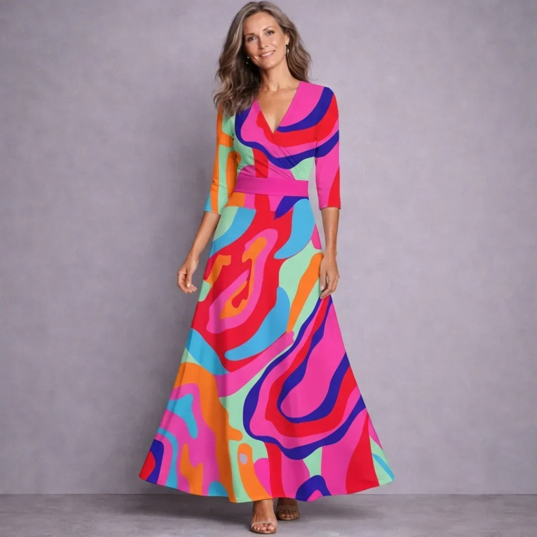 Mid Sleeve Maxi Dress, Women's Elegant Fit