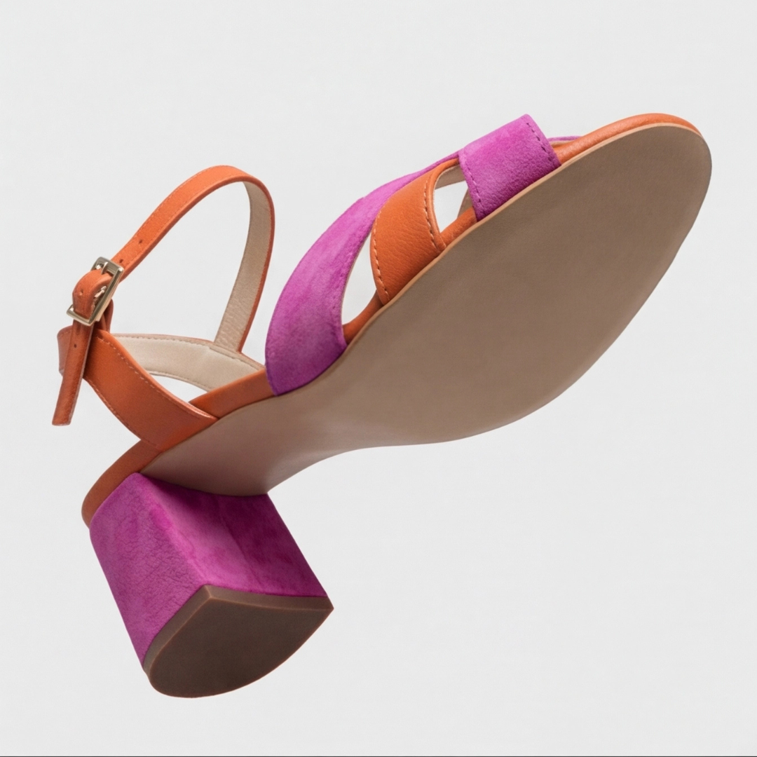 Orthopedic Color Block Chunky Heels for Women, Arch Support