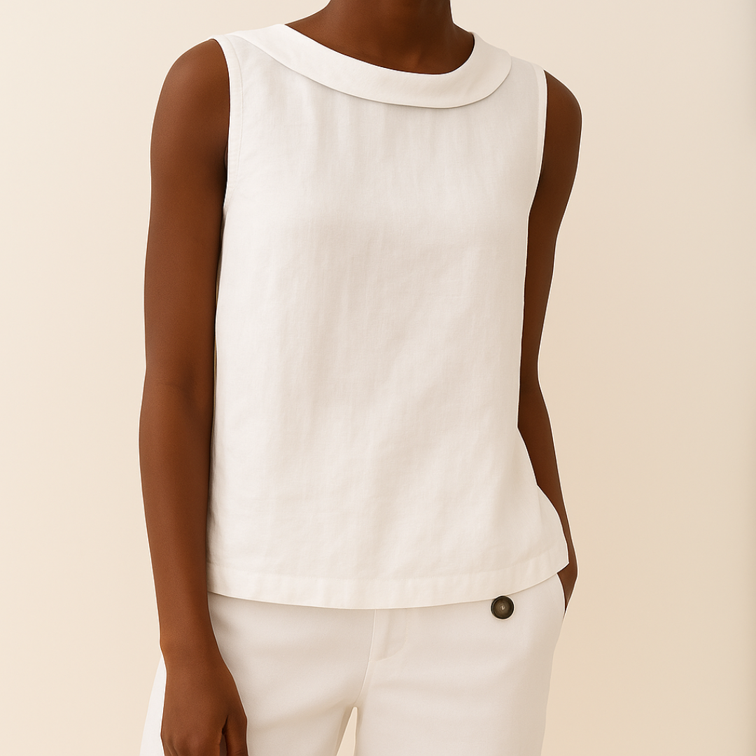 Sleeveless Roll Collar Top for Women, Casual Style