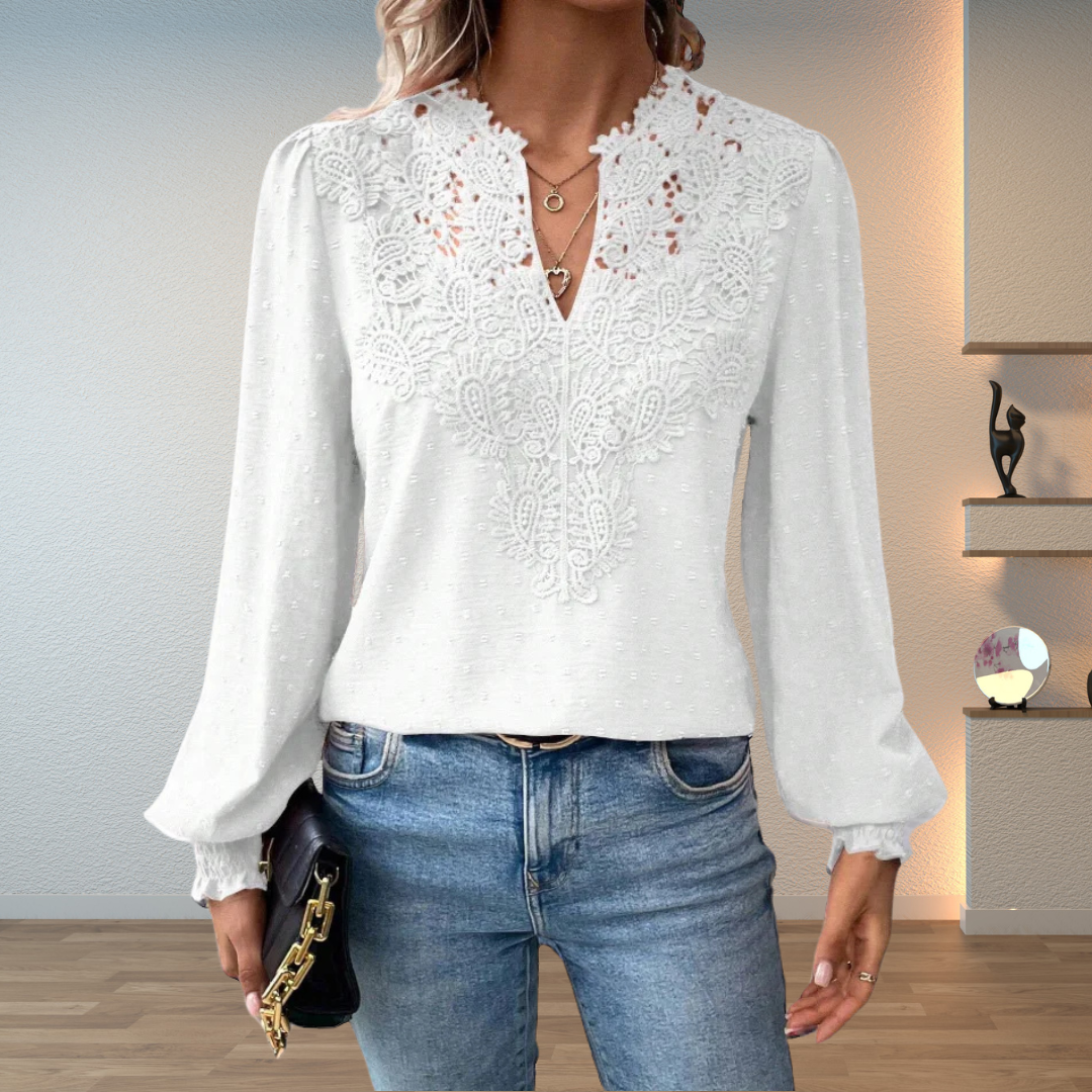 Lace-Trim Blouse for Women, Elegant Style