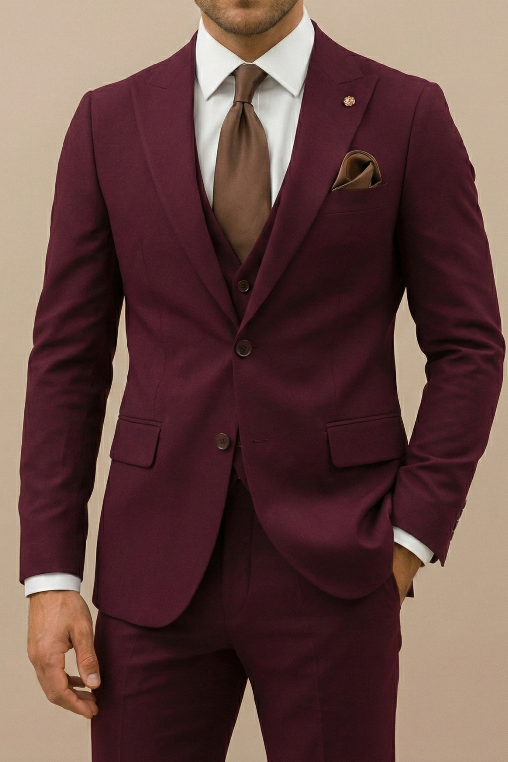 Modern Three Piece Suit for Men, Tailored Style