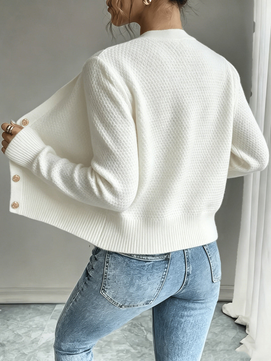 Cable-Knit Button-Front Cardigan for Women
