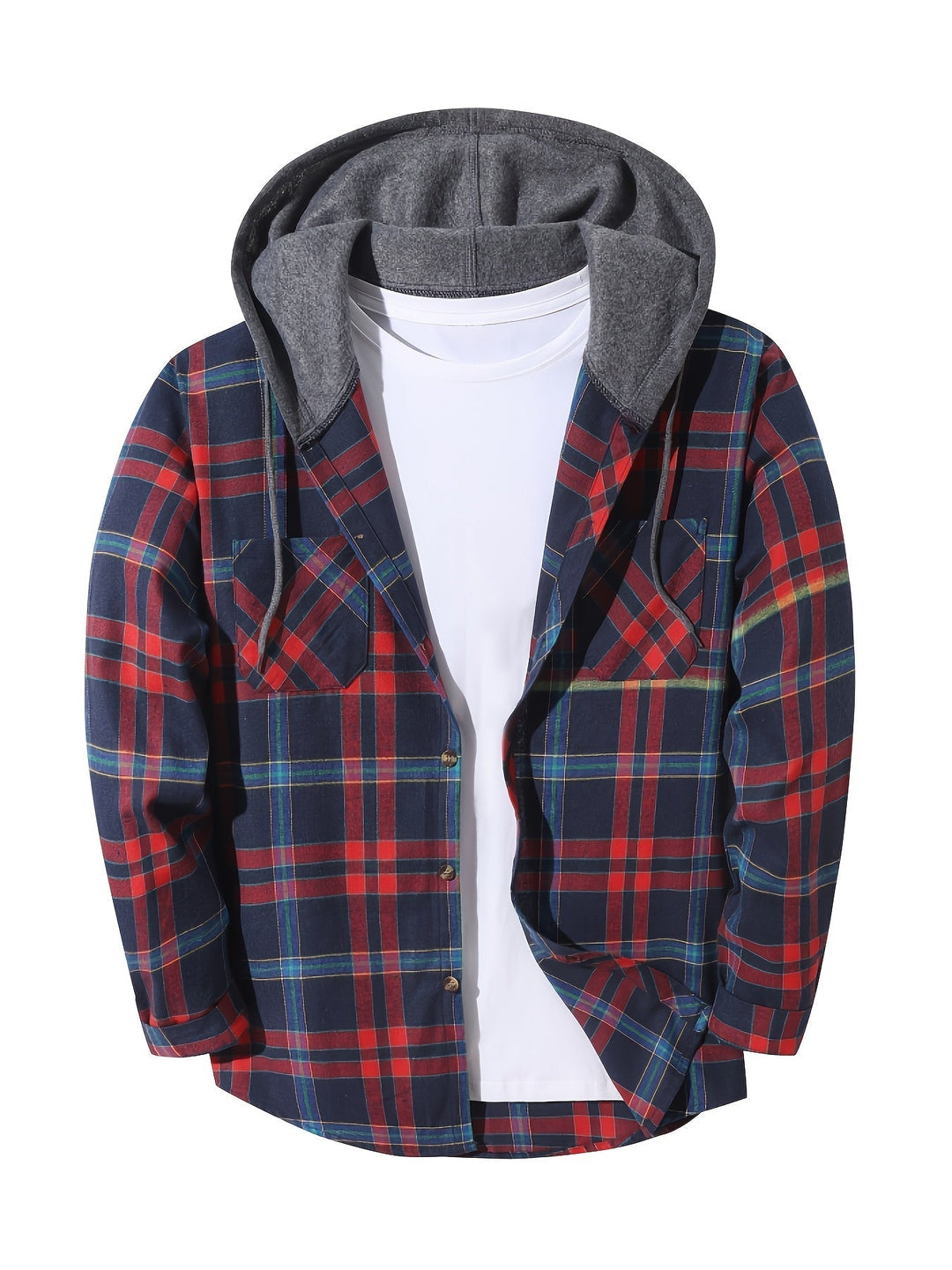 Checked Hooded Shirt for Men
