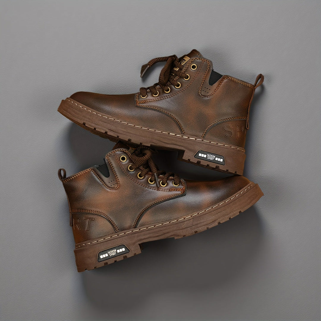 Rugged Lace-Up Ankle Boots for Men