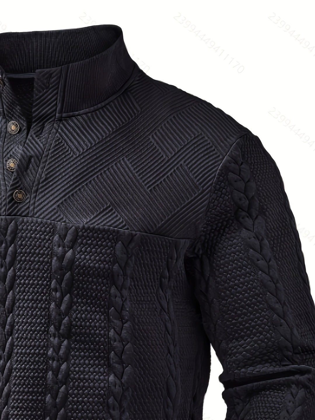 Textured Stand-Collar Pullover for Men