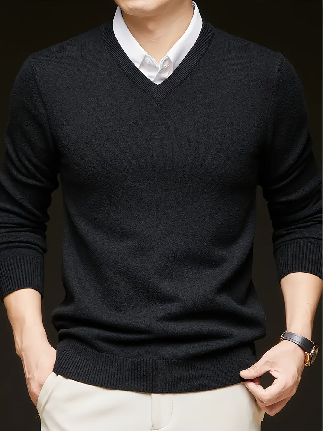 Refined V-Neck Sweater for Men