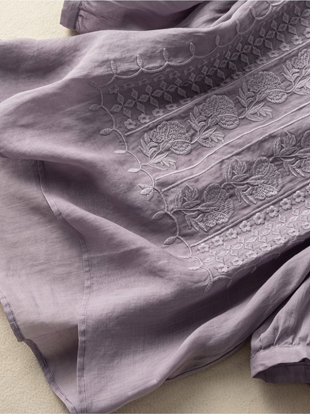 Embroidered Scoop-Neck Blouse for Women