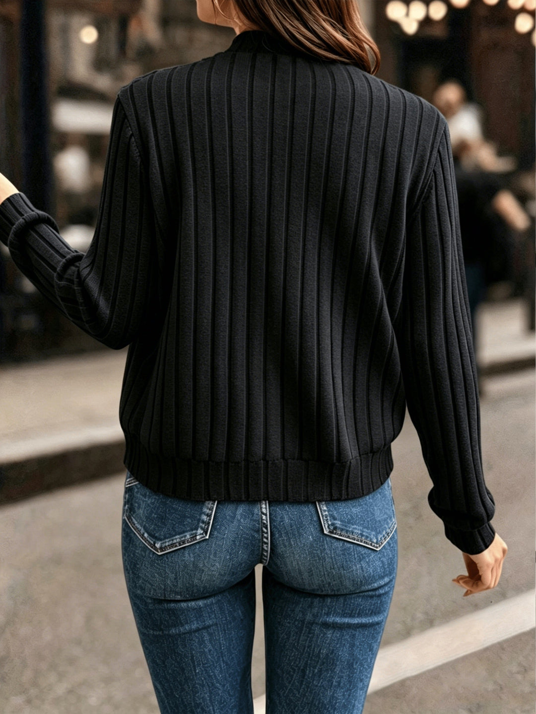 Ribbed Zip-Front Jacket for Women