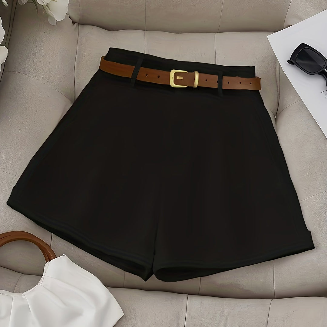 High-Waist Shorts with Belt for Women, Tailored Style