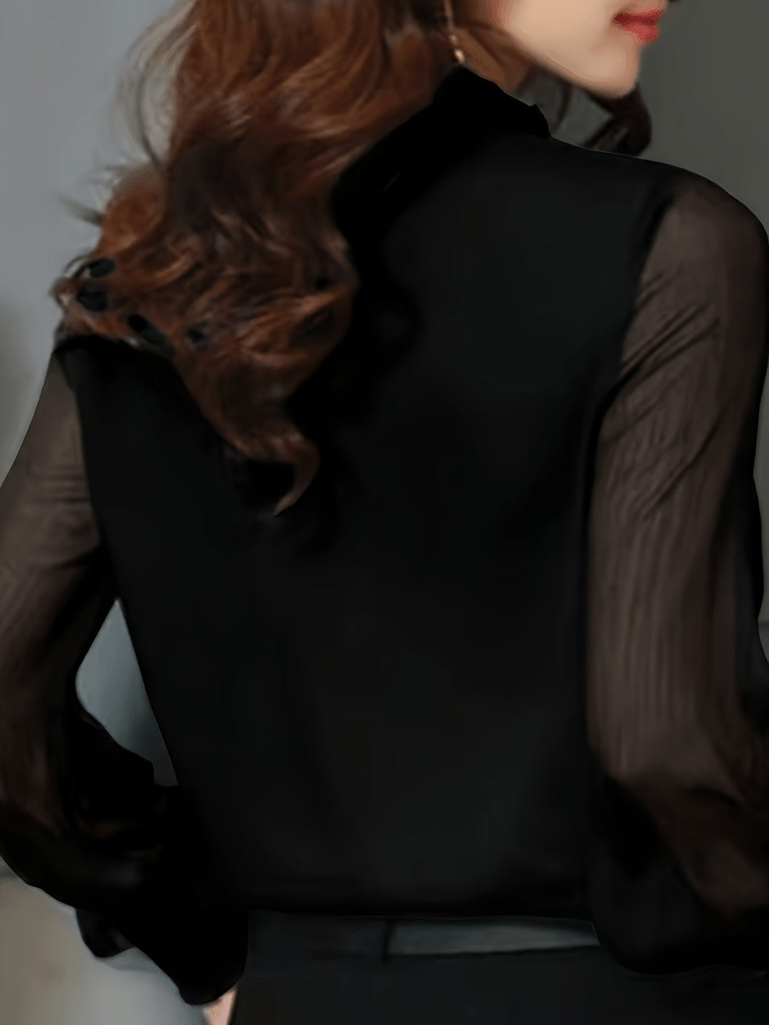 Stand-Collar Long-Sleeve Blouse for Women