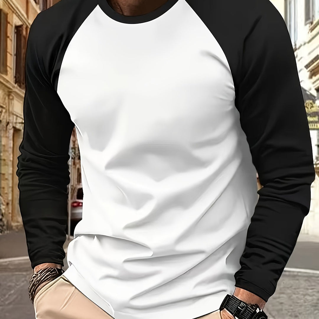 Two-Tone Raglan Long-Sleeve Top for Men