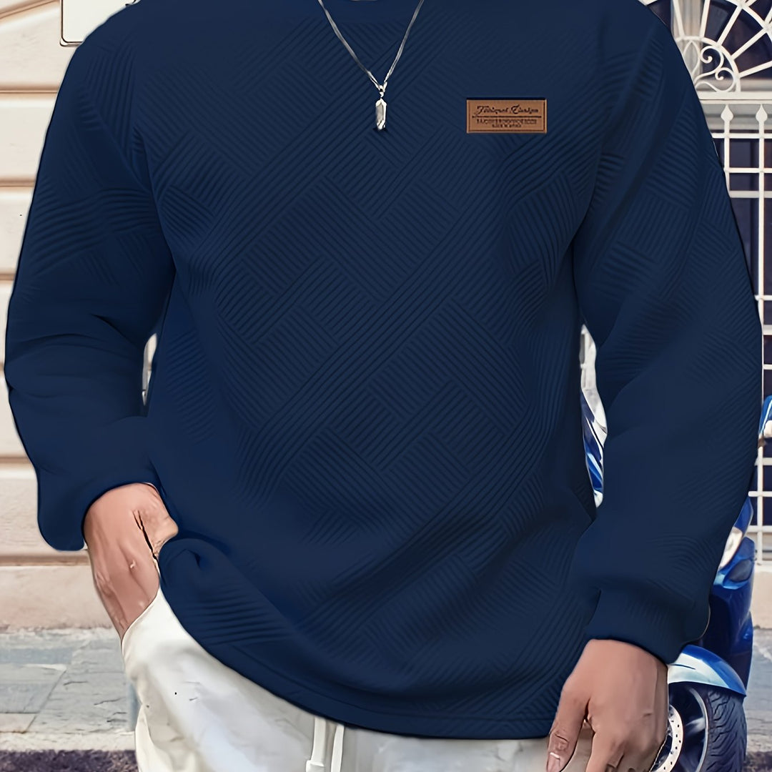 Textured Crew Neck Sweatshirt for Men