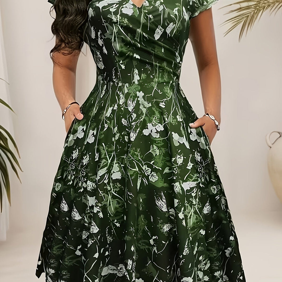 Women's Floral A-Line Pocket Dress