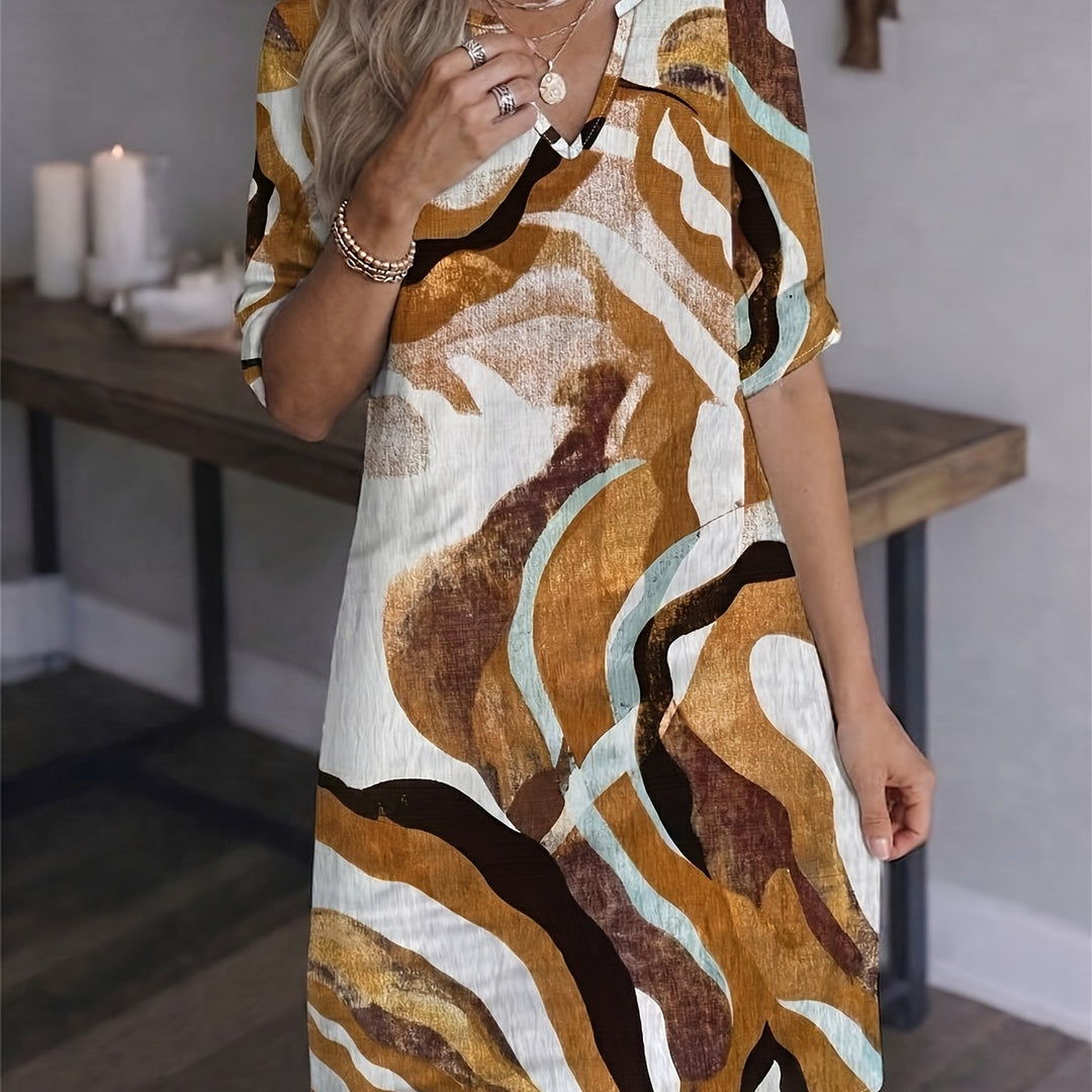 Artful Print Shift Dress for Women