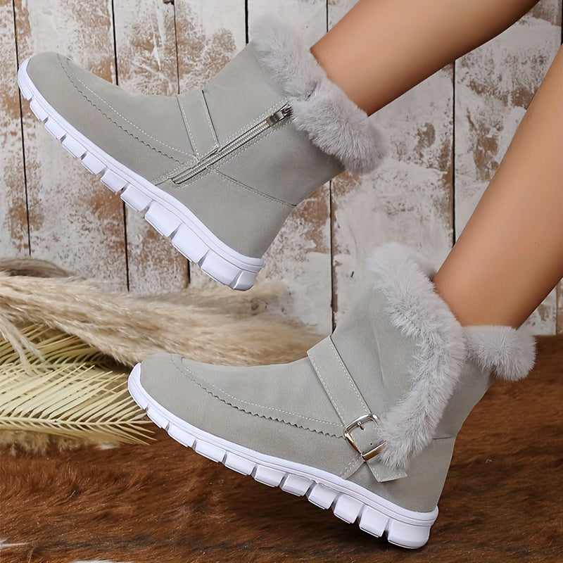 Plush-Trimmed Winter Boots for Women, Cozy Style