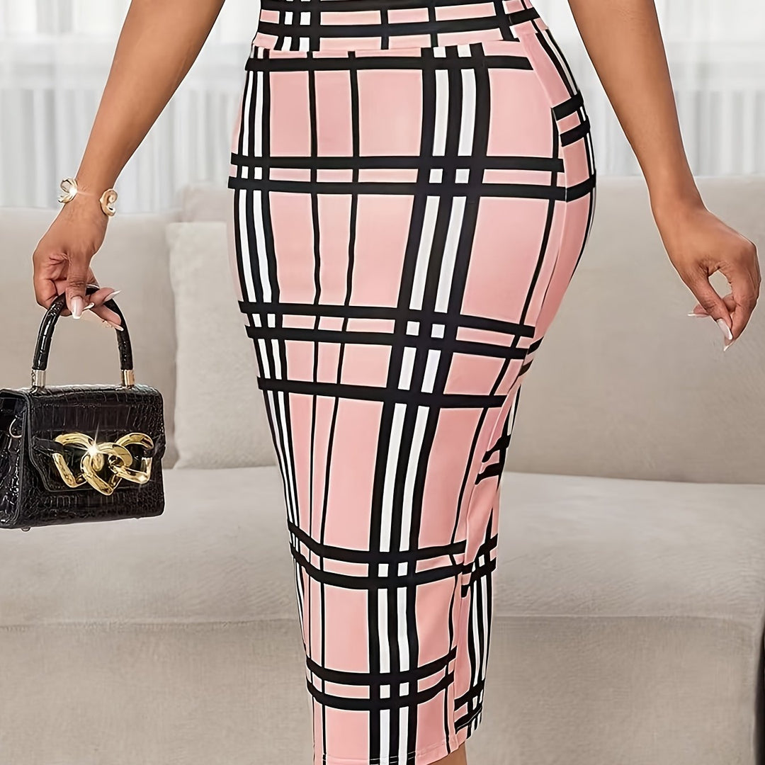 Plaid Pencil Skirt for Women, Refined Style