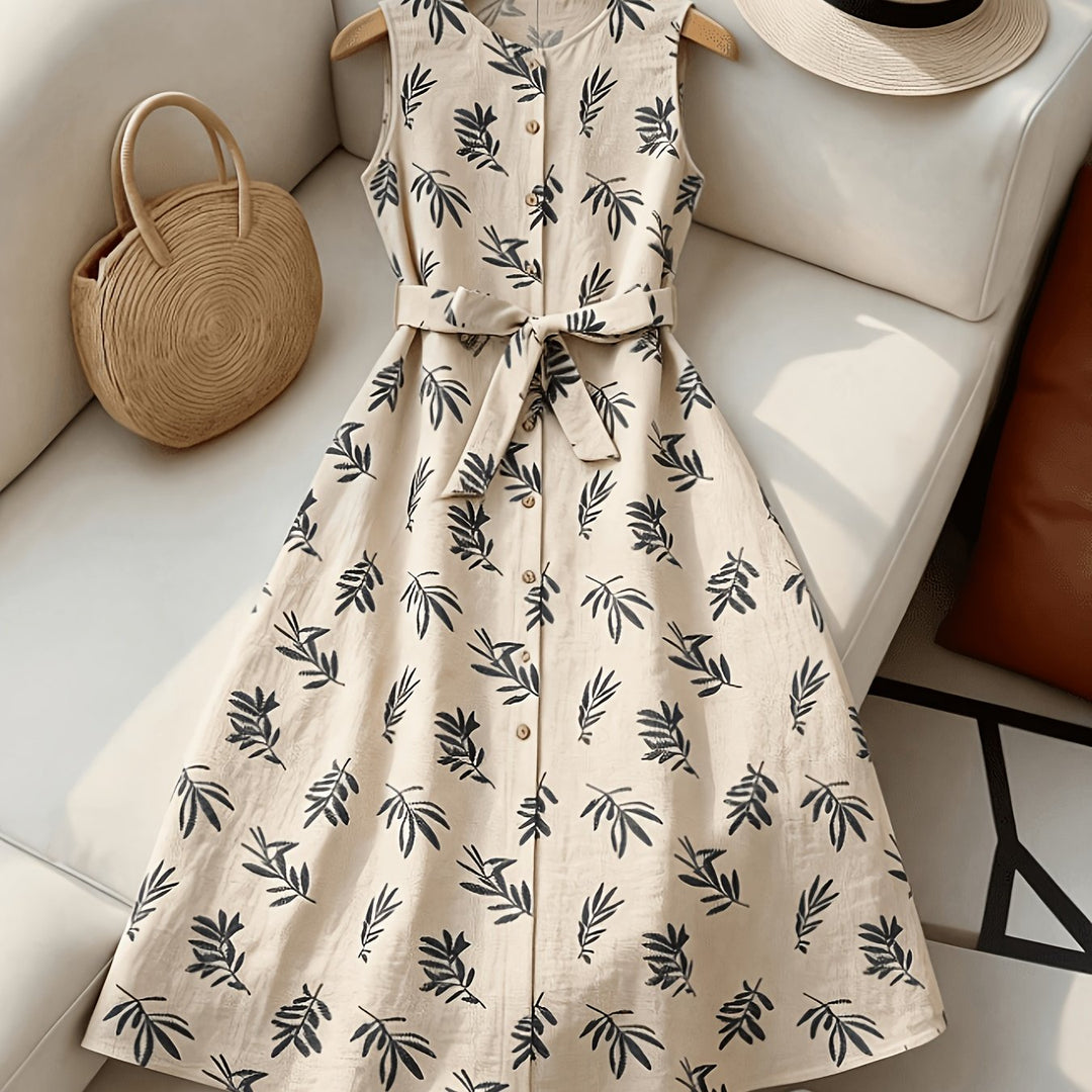 Belted Sleeveless Midi Dress for Women