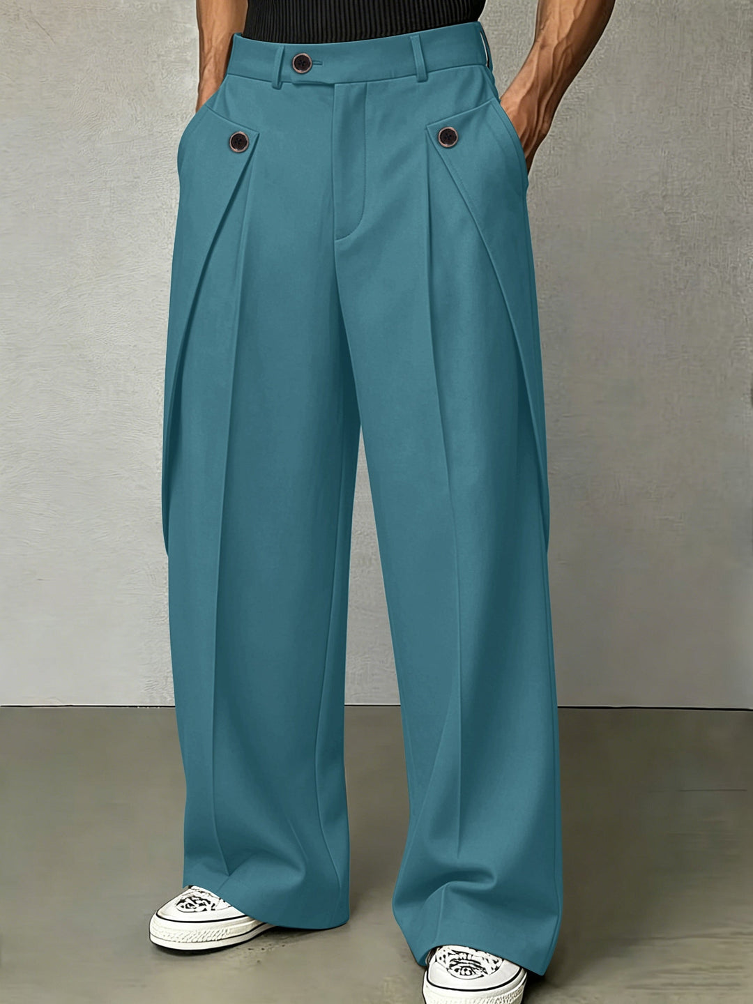 Pleated Wide-Leg Trousers for Men