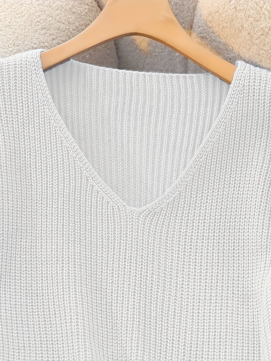 Ladies Ribbed V-Neck Sweater