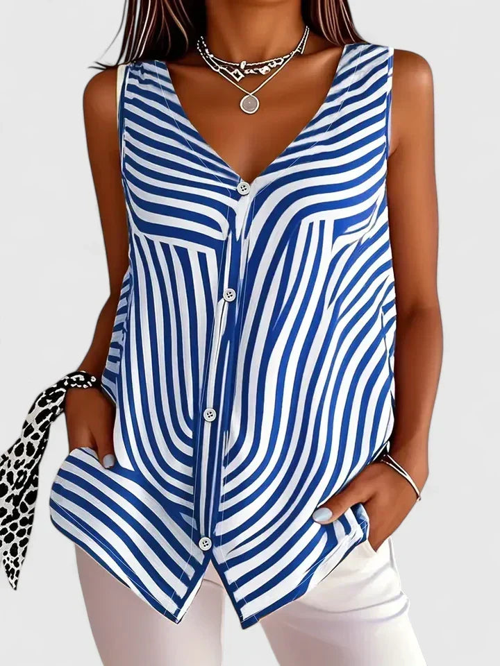 Sleeveless Button-Front Blouse for Women, Plus Size