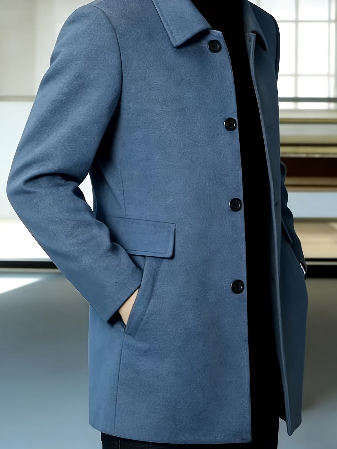 Single-Breasted Overcoat, Men's Refined Fit