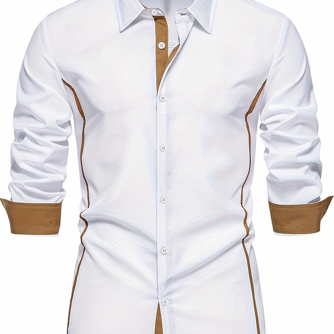 Contrast-Trim Slim Shirt for Men, Plus Size