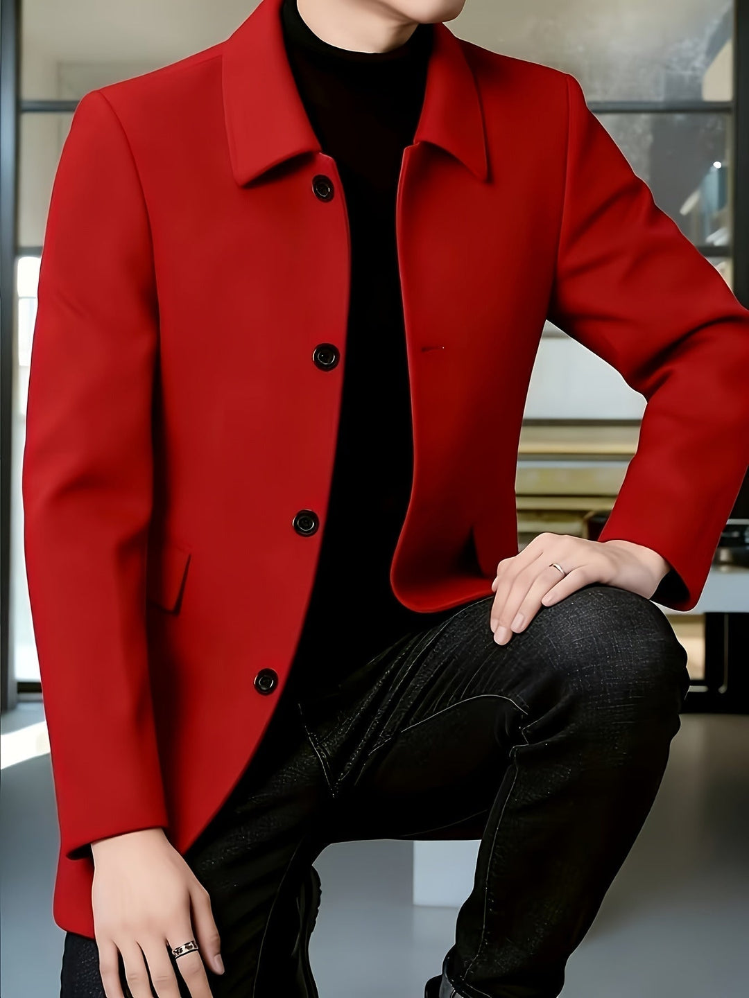 Single-Breasted Overcoat, Men's Refined Fit