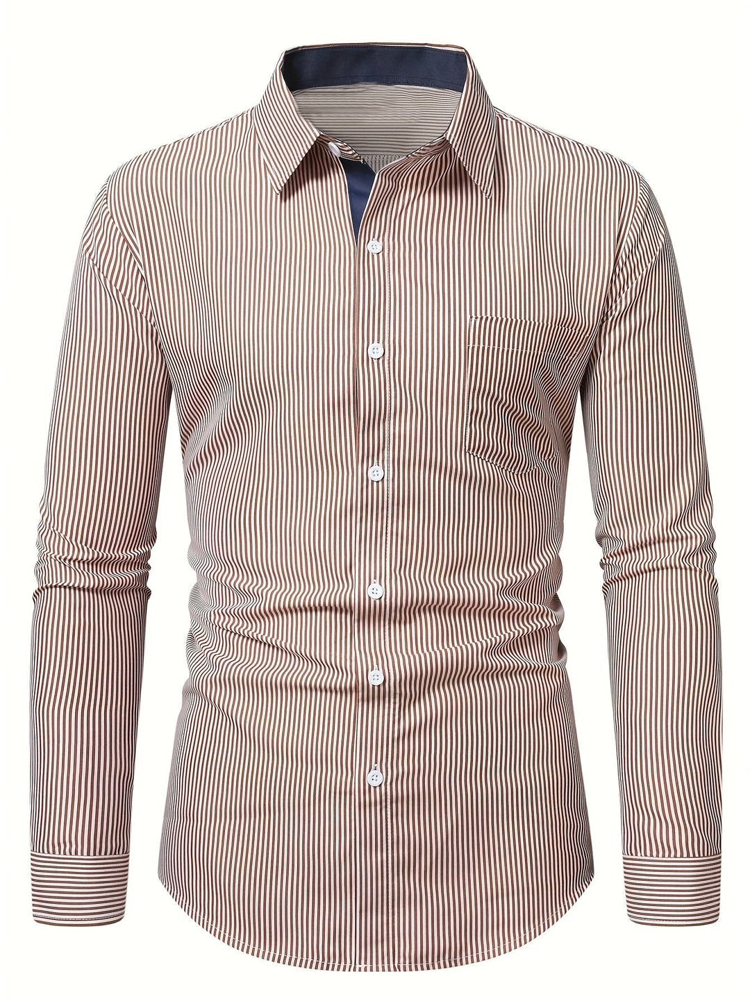 Striped Long Sleeve Shirt for Men, Refined Style