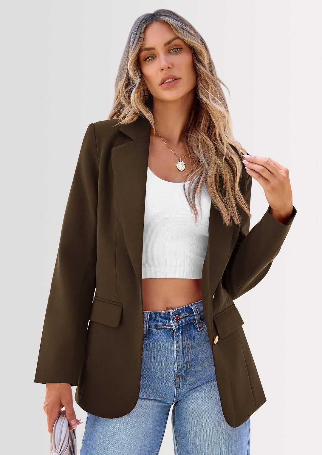 Women's Work Blazer with Lapel Collar