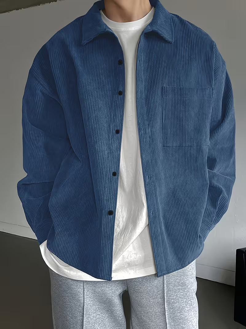 Casual Long Sleeve Corduroy Jacket for Men