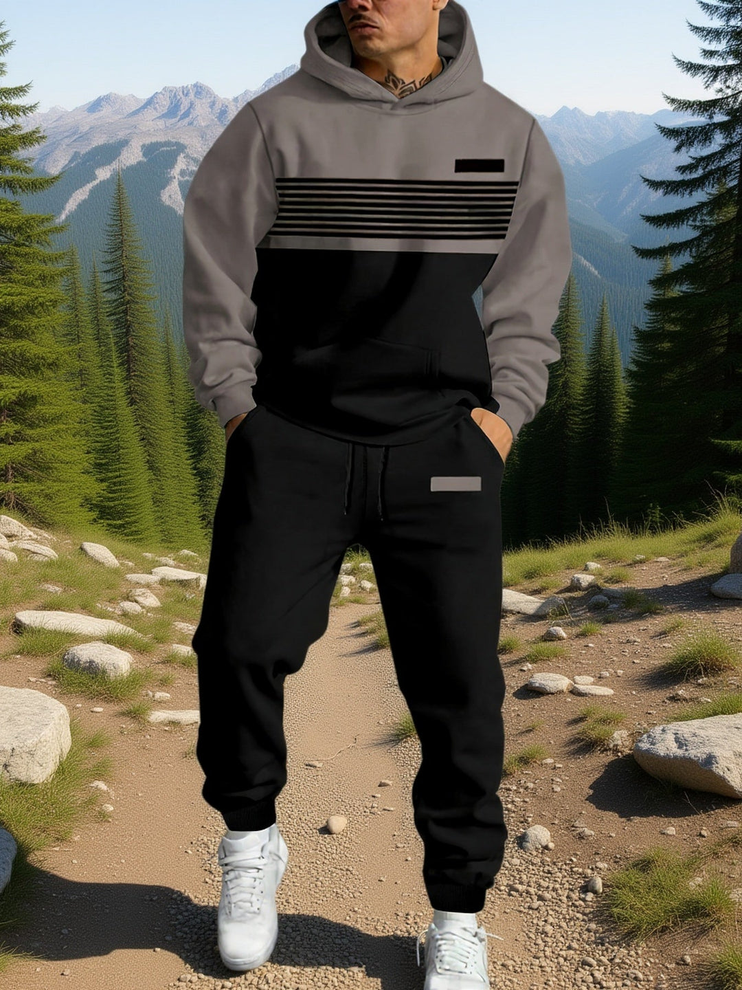 Color Block Hooded Sweatshirt for Men