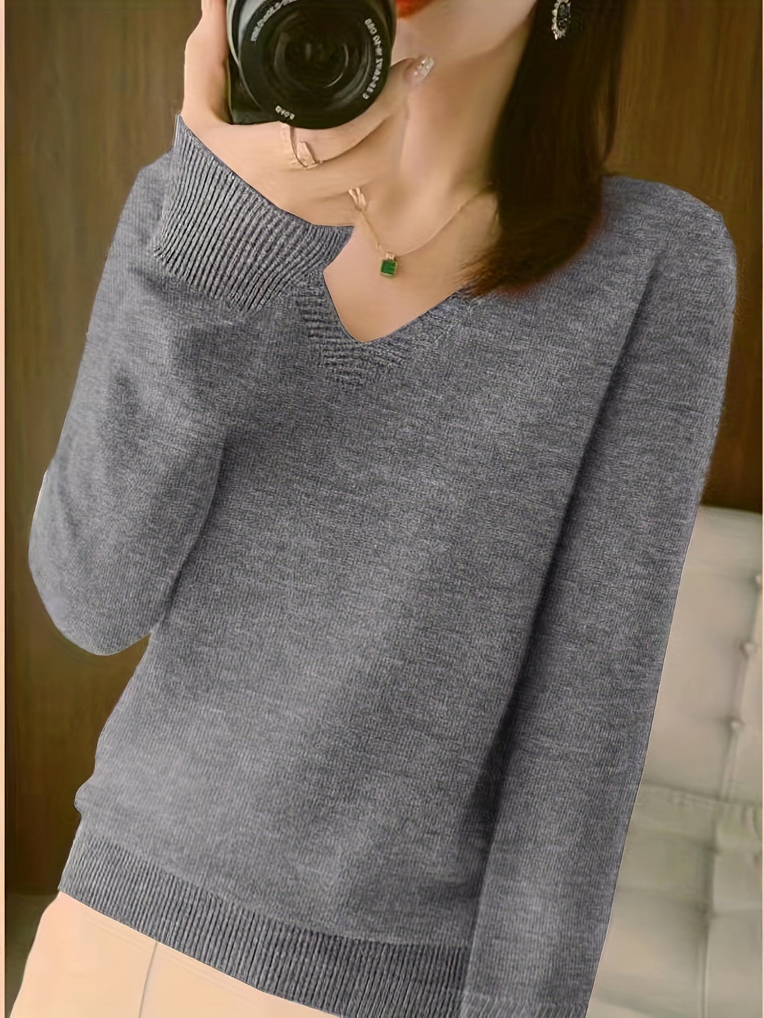 V-Neck Sweater for Women, Soft Style