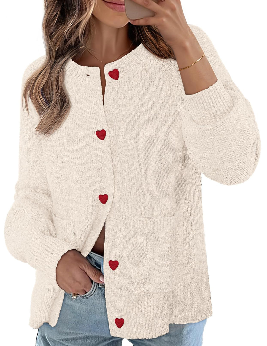 Women's Long Sleeve Button-Front Chunky Knit Cardigan