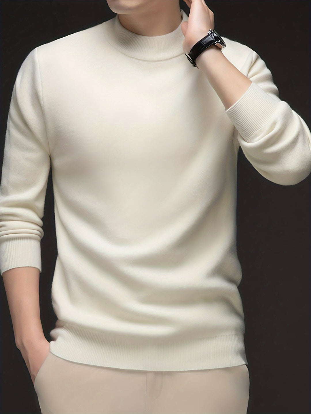 High-Neck Sweater for Men, Refined Style