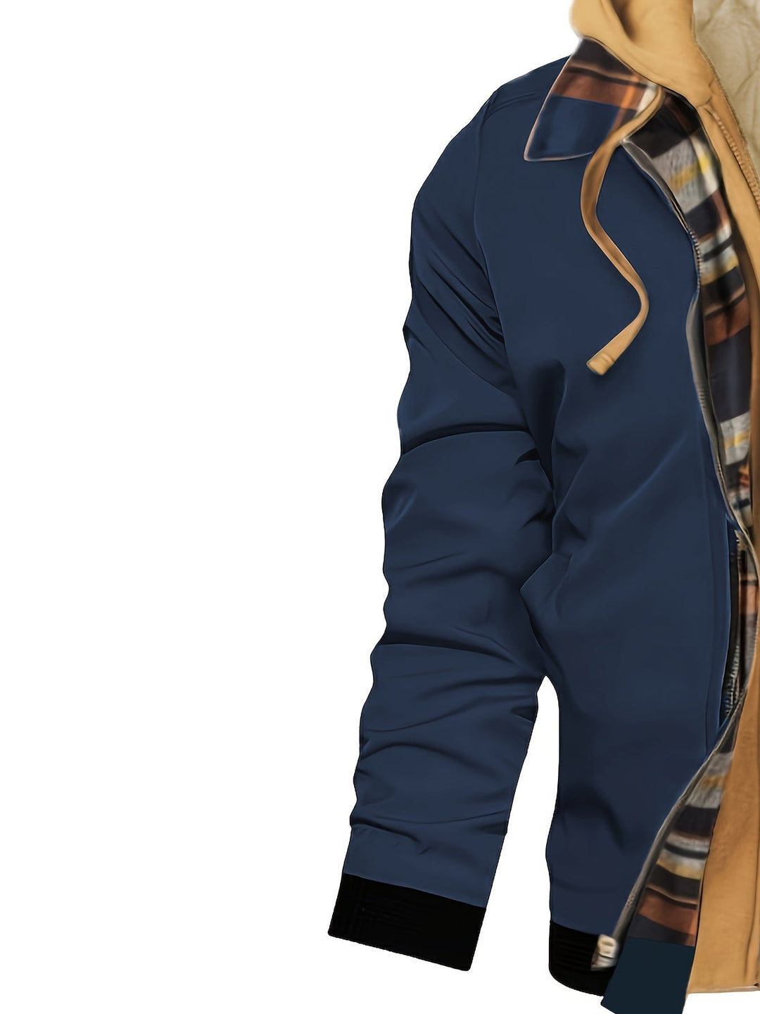 Hooded Warm-Lined Zip Jacket for Men, Plus Size