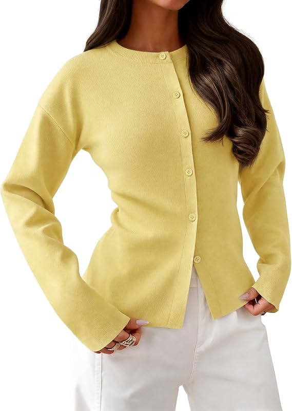 Women's Long Sleeve Ribbed Knit Cardigan