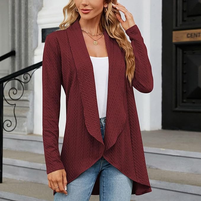 Open-Front Draped Cardigan for Women, Plus Size