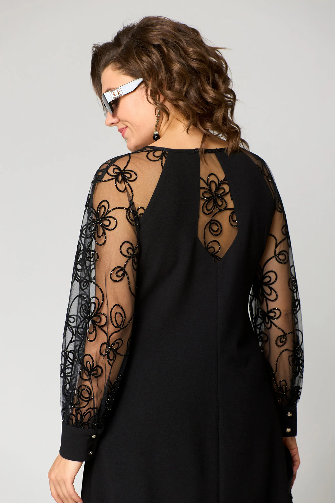 Elegant Floral Sleeve Lace Dress for Women, Plus Size