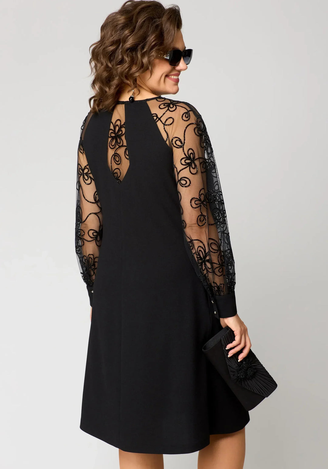 Elegant Floral Sleeve Lace Dress for Women, Plus Size