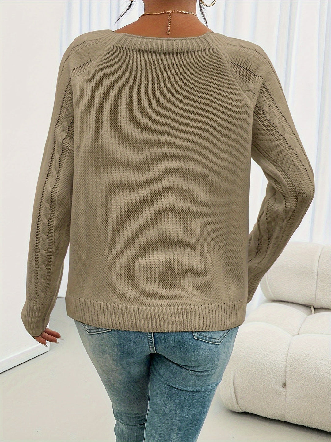 Ladies Textured Button Sweater