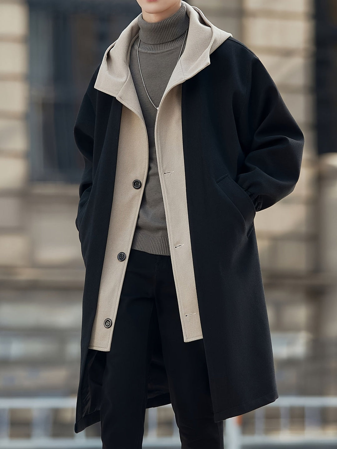 Hooded Longline Coat, Men's Refined Fit