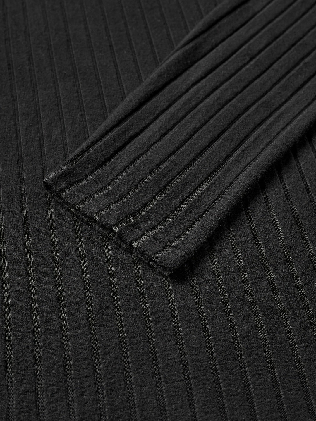 Black Ribbed V-Neck Long Sleeve Top for Men